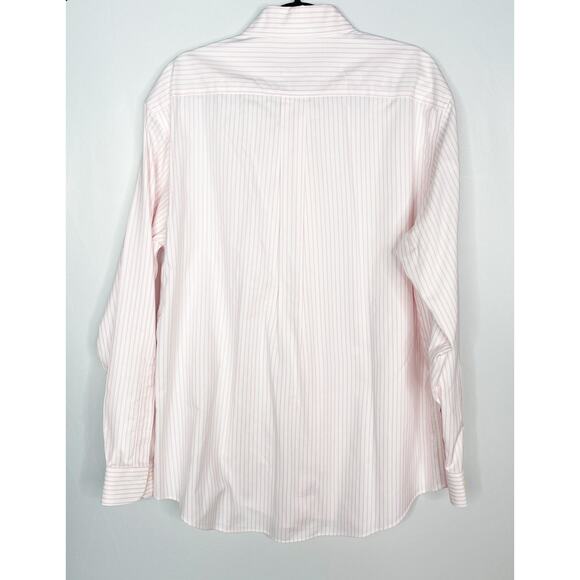 Brooks Brothers L White Pink Stripe The Original Polo Dress Shirt Regular Fit - Picture 2 of 7